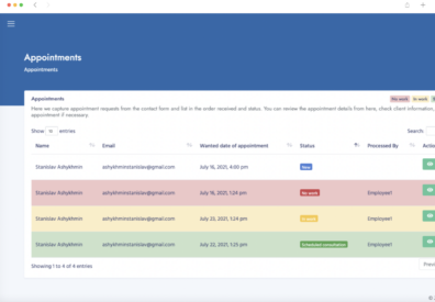 Custom CRM with automated invoicing component for a legal sector