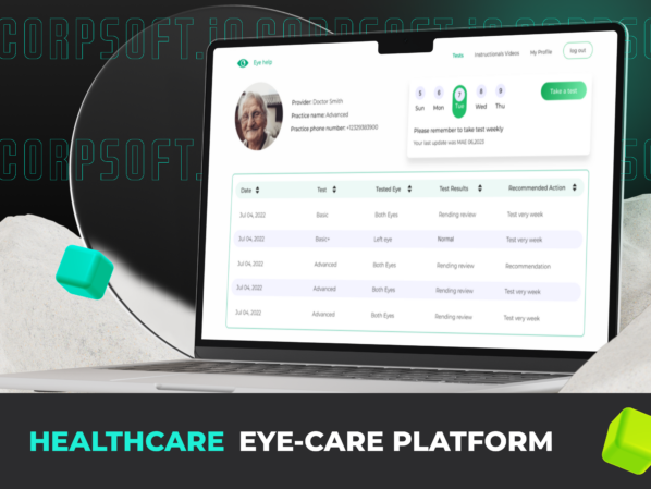 Custom healthcare platform with telemedicine component software development for vision screening and testing platform